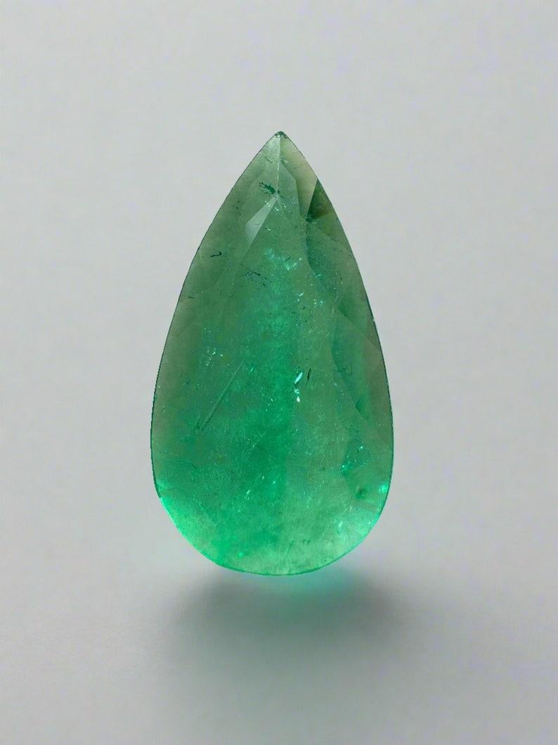 Esmeralda verde colombiana de 3,83 quilates 18x10 - Lágrima talla pera Birthstone de mayo