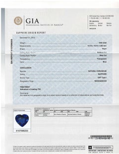 3.83 Carat Heart Shaped Blue Sapphire Platinum Necklace, GIA Certified