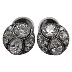 3.83 Carat Old Cut Diamond Earring in 18 Karat Gold