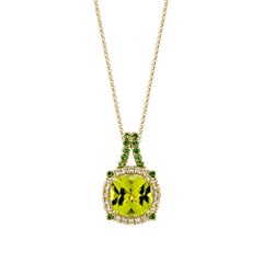 Sunita Nahata Peridot 3.83ct. Pendant in 18KYG with Tsavorite and Diamond.