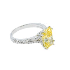 3.83 Carat Radiant Statement Fancy Yellow 18K White Gold Sunlit Royal Radiance