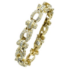 3.83 Carats Total Pavé Diamond Open Link Bracelet in 14 Karat Yellow Gold