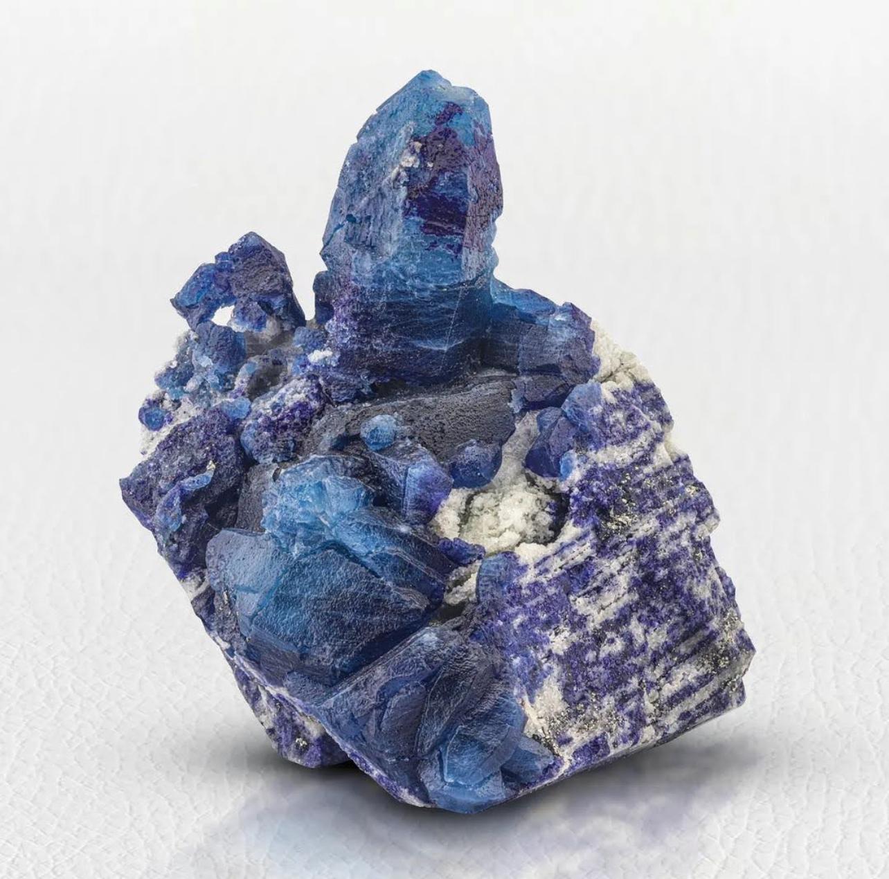 383 Gramm Seltener blauer afghanischer Kristall auf Lazurit mit Pyrit aus Afghanistan im Angebot 5