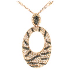 3.83 T.C.W Weiße und schwarze Diamanten Anhänger mit Kette aus 18 Karat Roségold