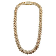 38,35 Karat Diamanten schwere kubanische Gliederhalskette 14 Karat Gelbgold 19''