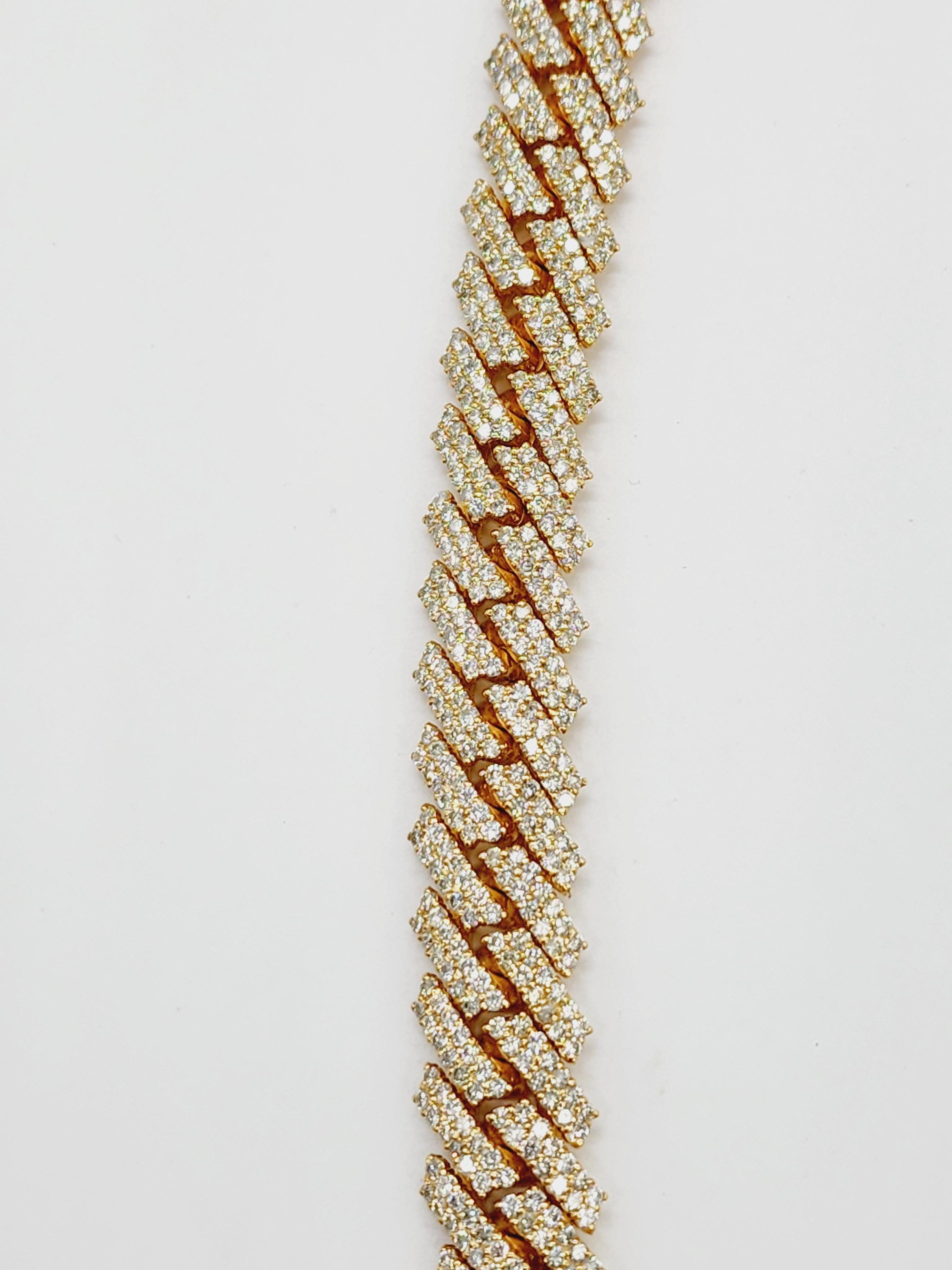 38,35 Karat Diamanten schwere kubanische Gliederhalskette 14 Karat Gelbgold 19'' (Rundschliff)
