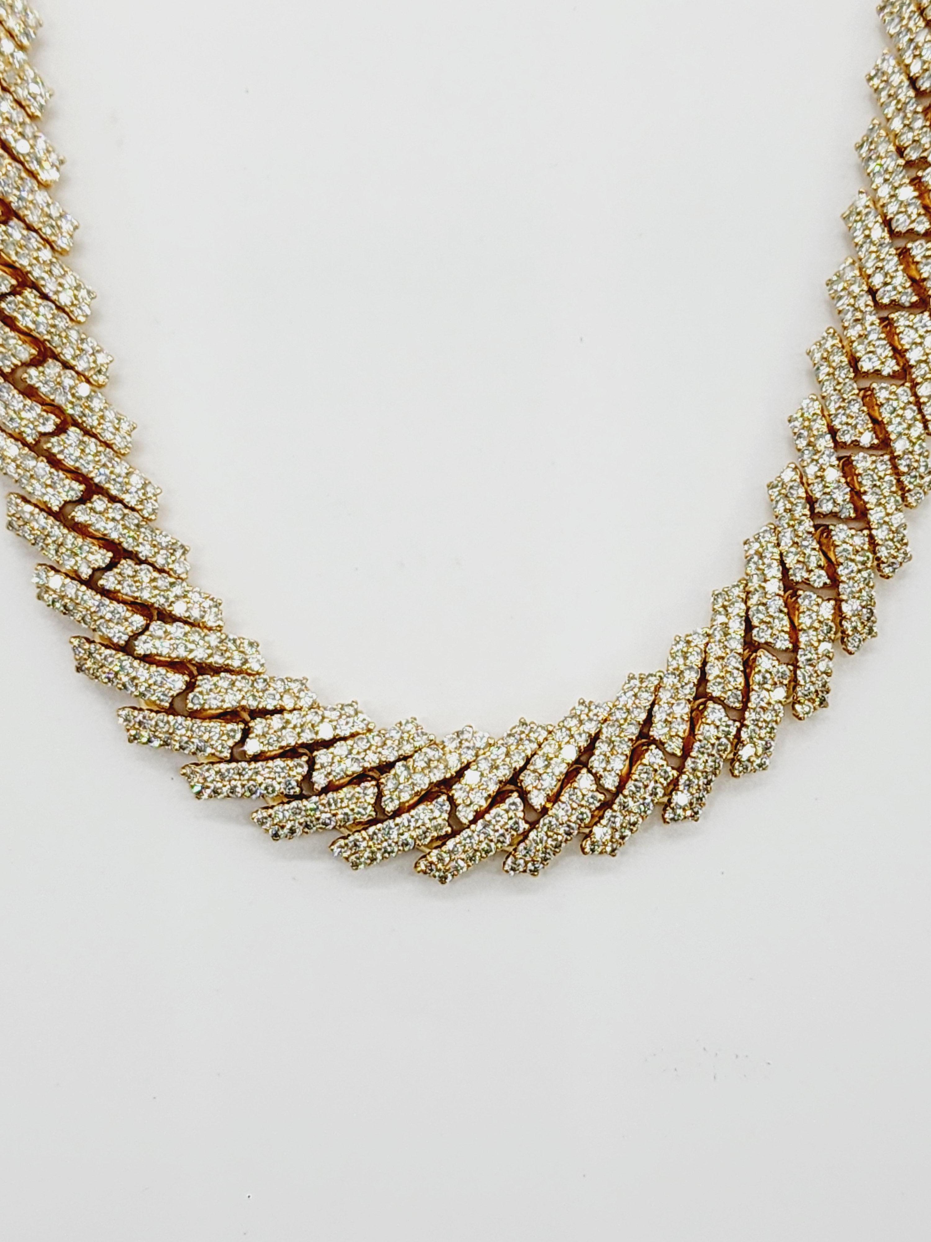 38,35 Karat Diamanten schwere kubanische Gliederhalskette 14 Karat Gelbgold 19'' für Damen oder Herren