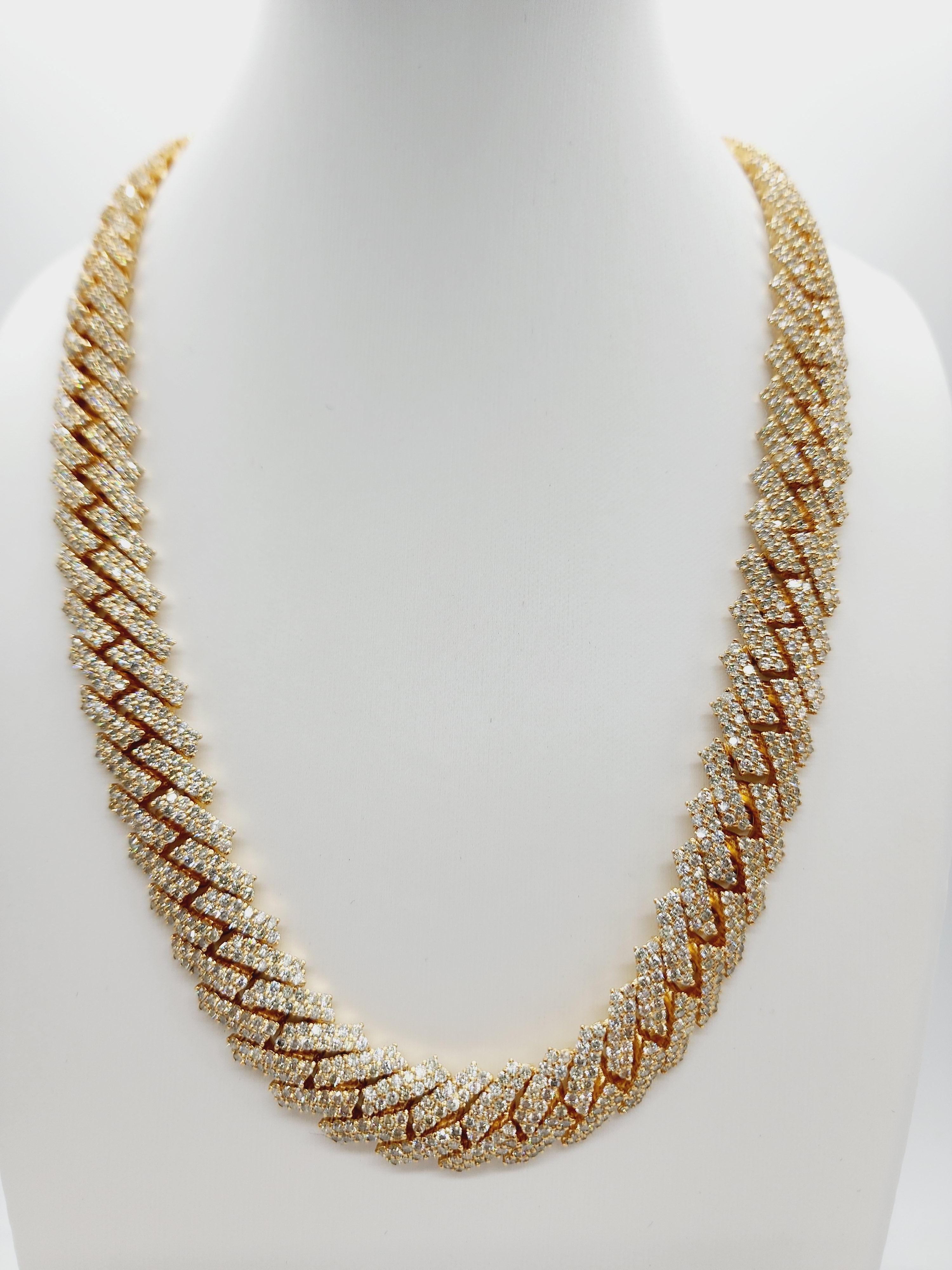 38,35 Karat Diamanten schwere kubanische Gliederhalskette 14 Karat Gelbgold 19'' 2