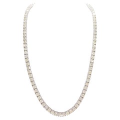 38.36 Cts Round Natural Diamond Tennis Necklace 14K White Gold 20