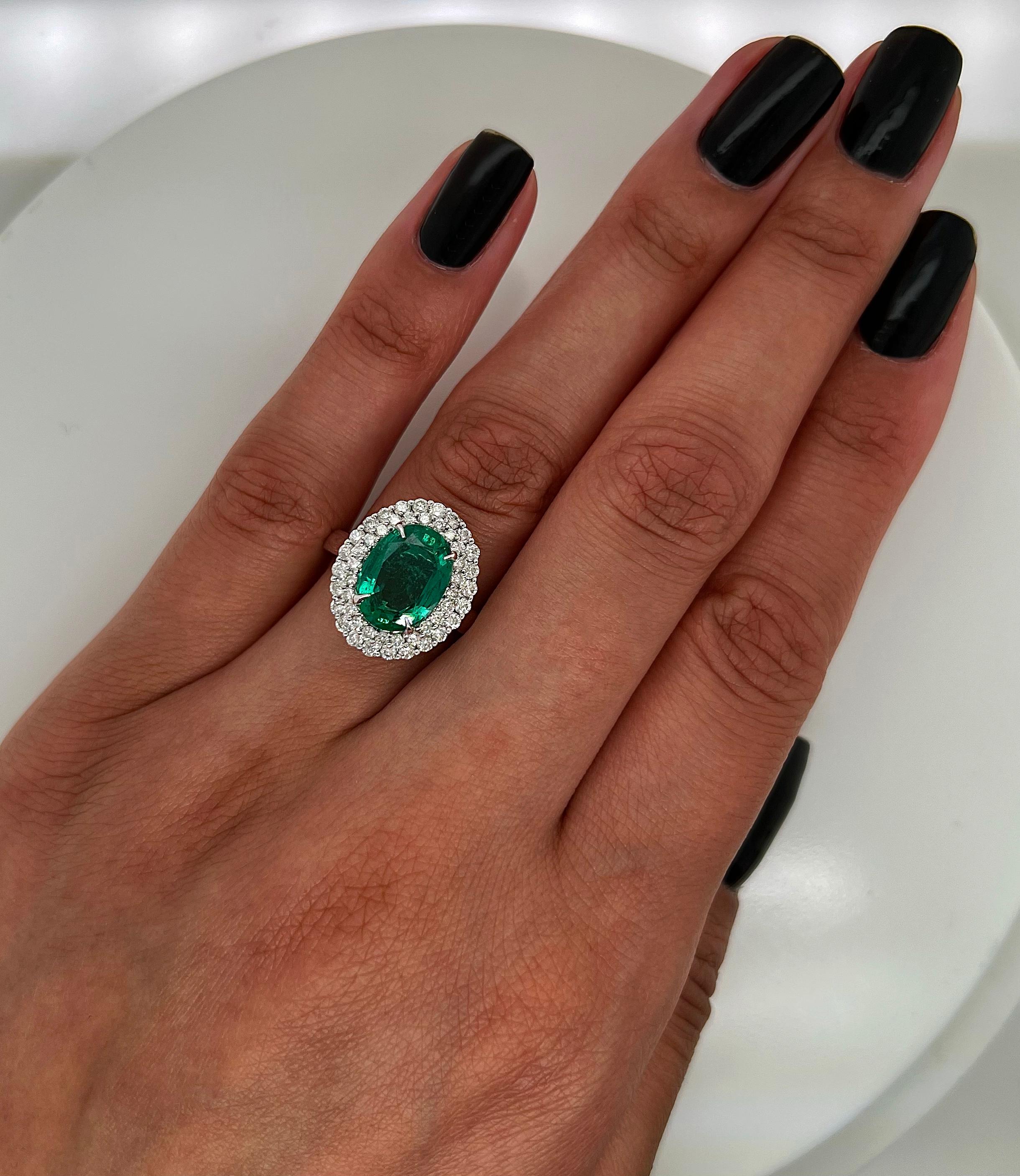 2.19 total carat green emerald a...