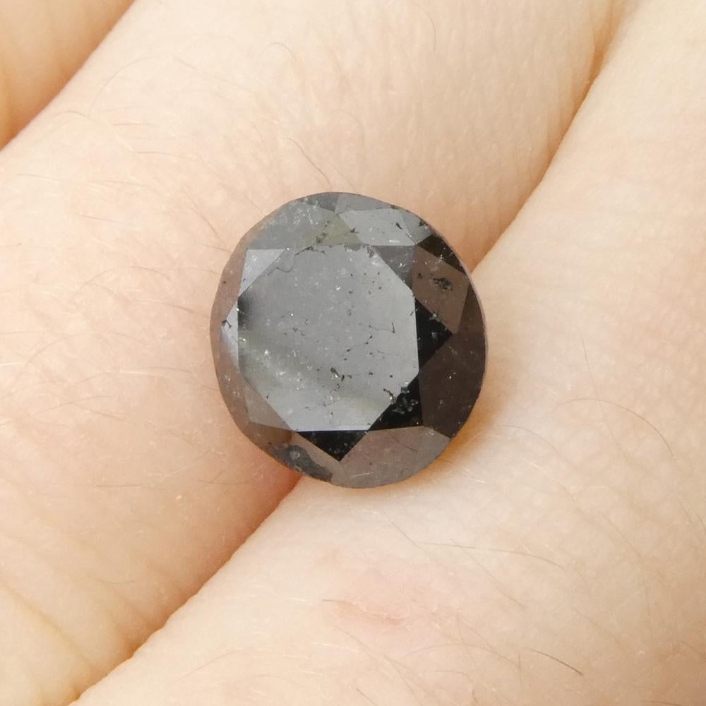3.83ct Round Brilliant Cut Black Diamond  For Sale 8