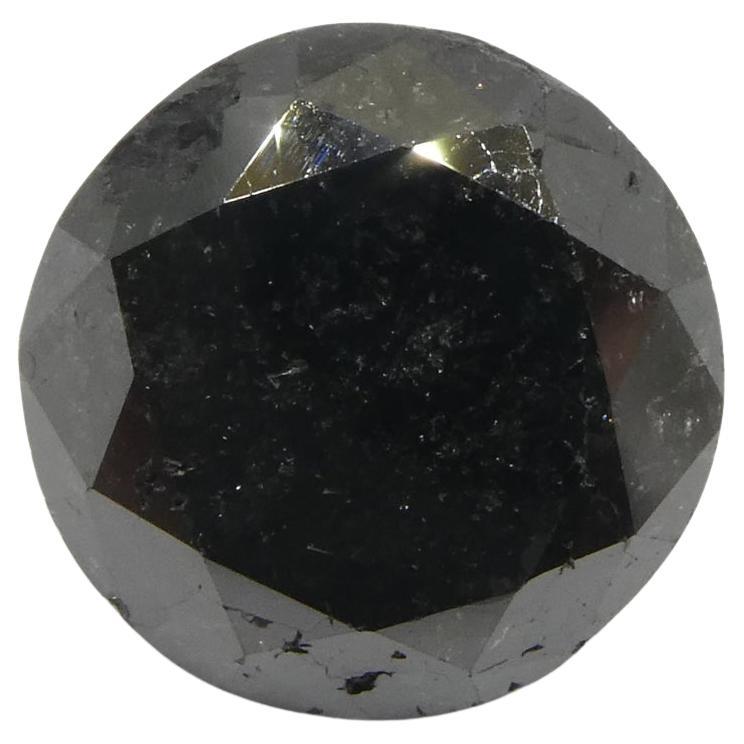 3.83ct Round Brilliant Cut Black Diamond  For Sale