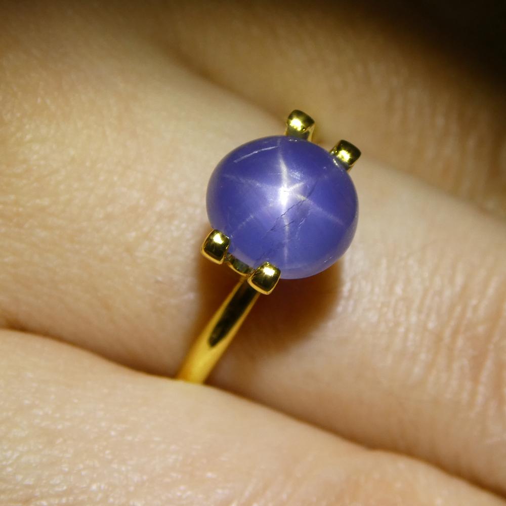 Description:

Gem Type: Star Sapphire
Number of Stones: 1
Weight: 3.83 cts
Measurements: 7.66 x 7.44 x 5.70 mm
Shape: Round Cabochon
Cutting Style Crown:
Cutting Style Pavilion:
Transparency: Semi-Transparent
Clarity: N/A
Colour: Blue
Hue: