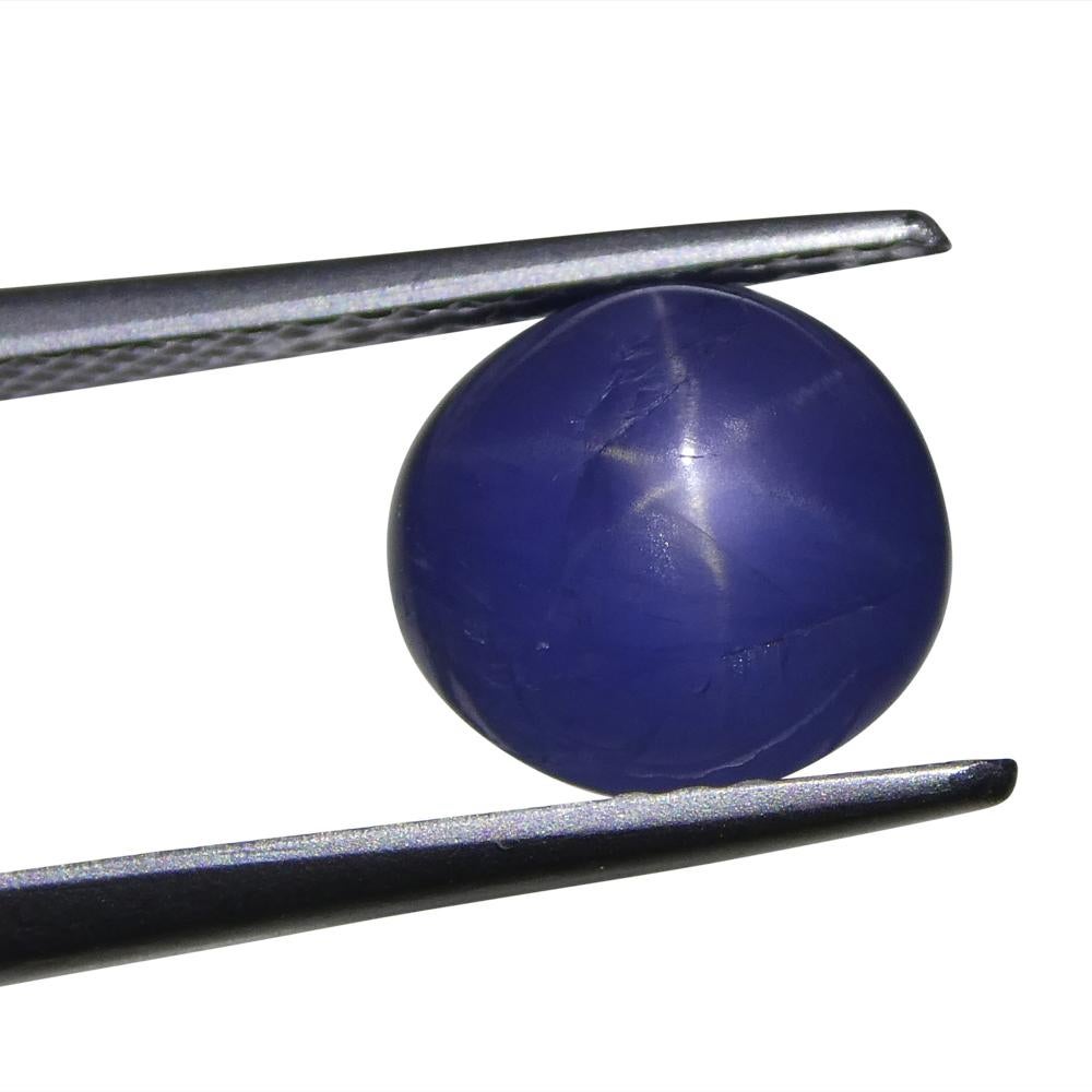 3.83ct Round Cabochon Blue Star Sapphire from Burma (Myanmar), Unheated For Sale 1