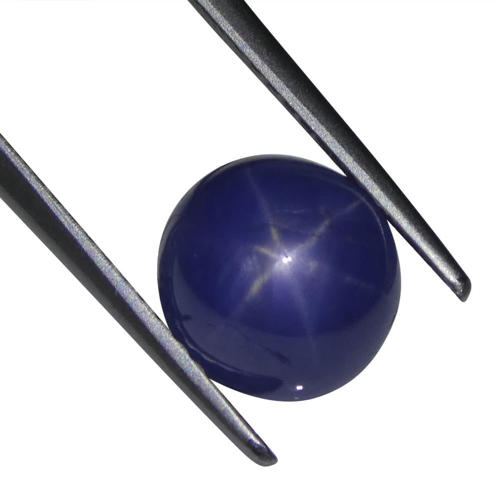 3.83ct Round Cabochon Blue Star Sapphire from Burma (Myanmar), Unheated In New Condition For Sale In Toronto, Ontario
