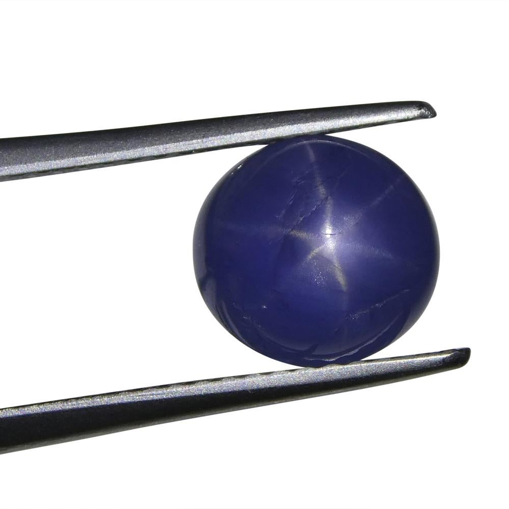 3.83ct Round Cabochon Blue Star Sapphire from Burma (Myanmar), Unheated For Sale 2
