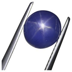 Zafiro Estrella Azul Cabujón Redondo de 3,83 ct de Birmania (Myanmar), sin calentar
