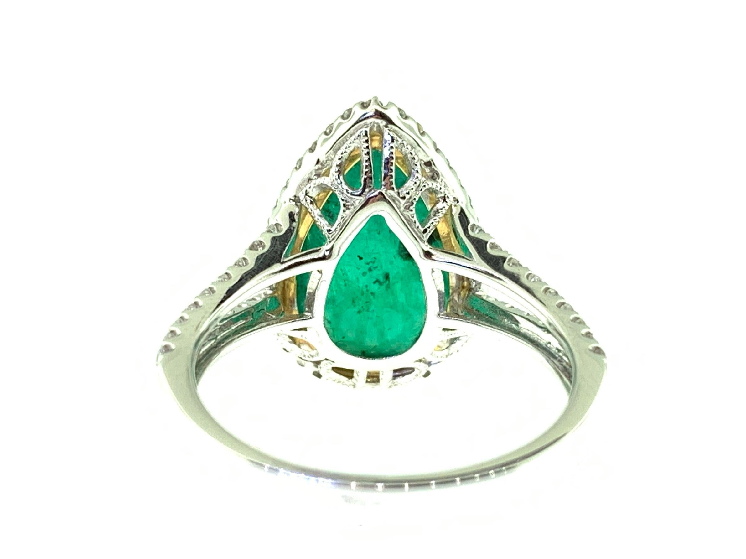 Women's 3.84 Carat Emerald and Diamond Cocktail Ring