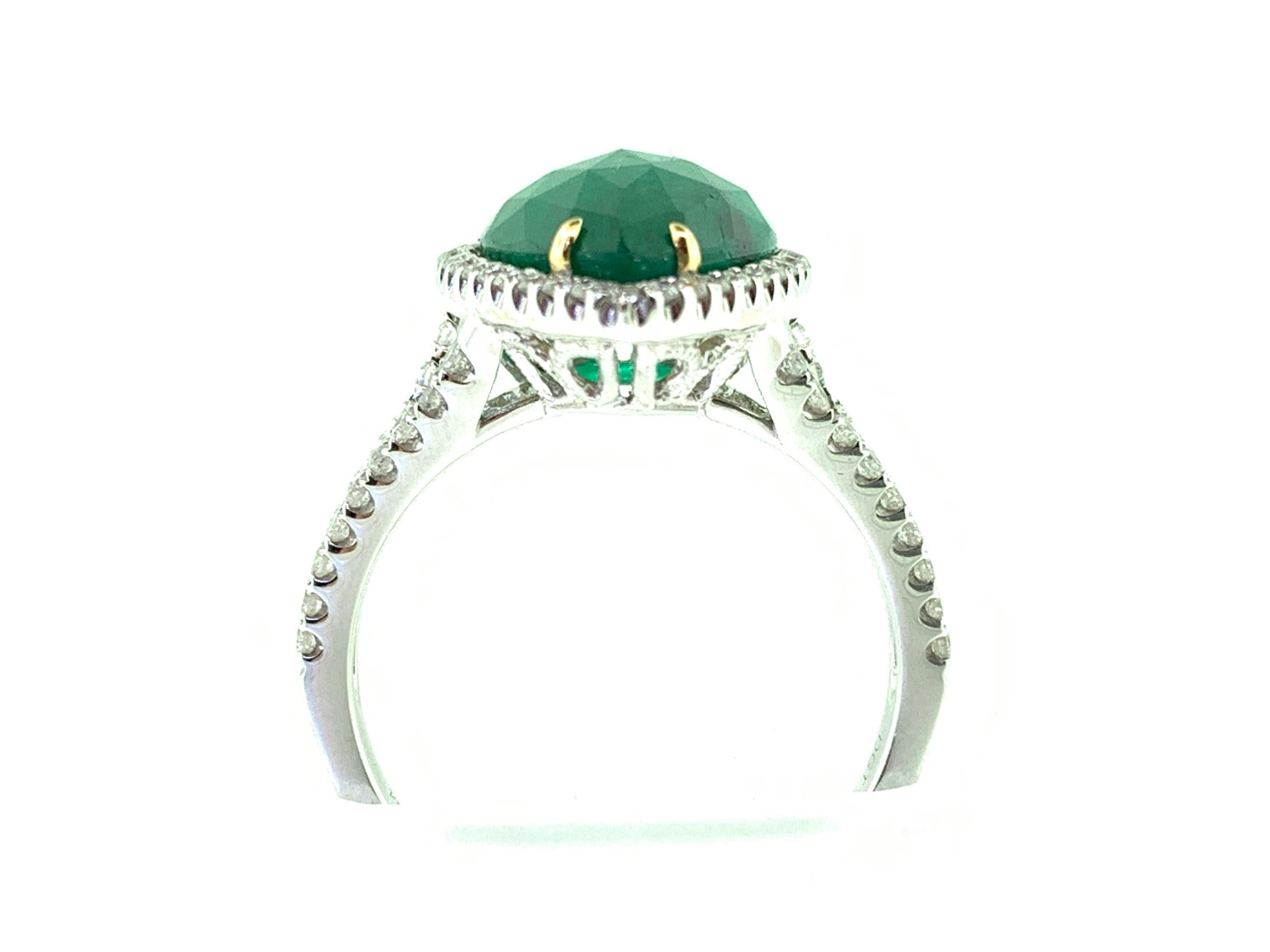 3.84 Carat Emerald and Diamond Cocktail Ring 1