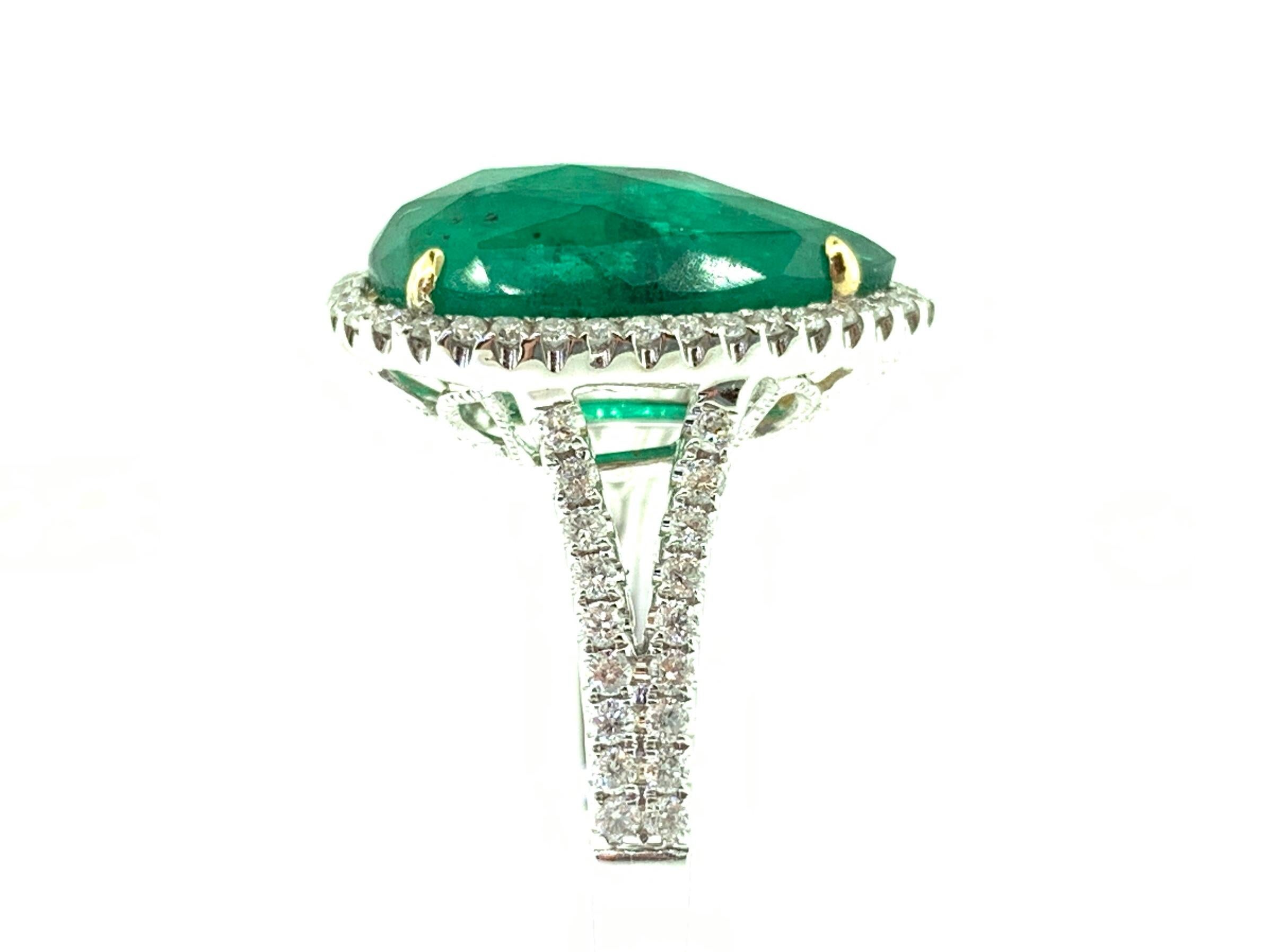 3.84 Carat Emerald and Diamond Cocktail Ring 2