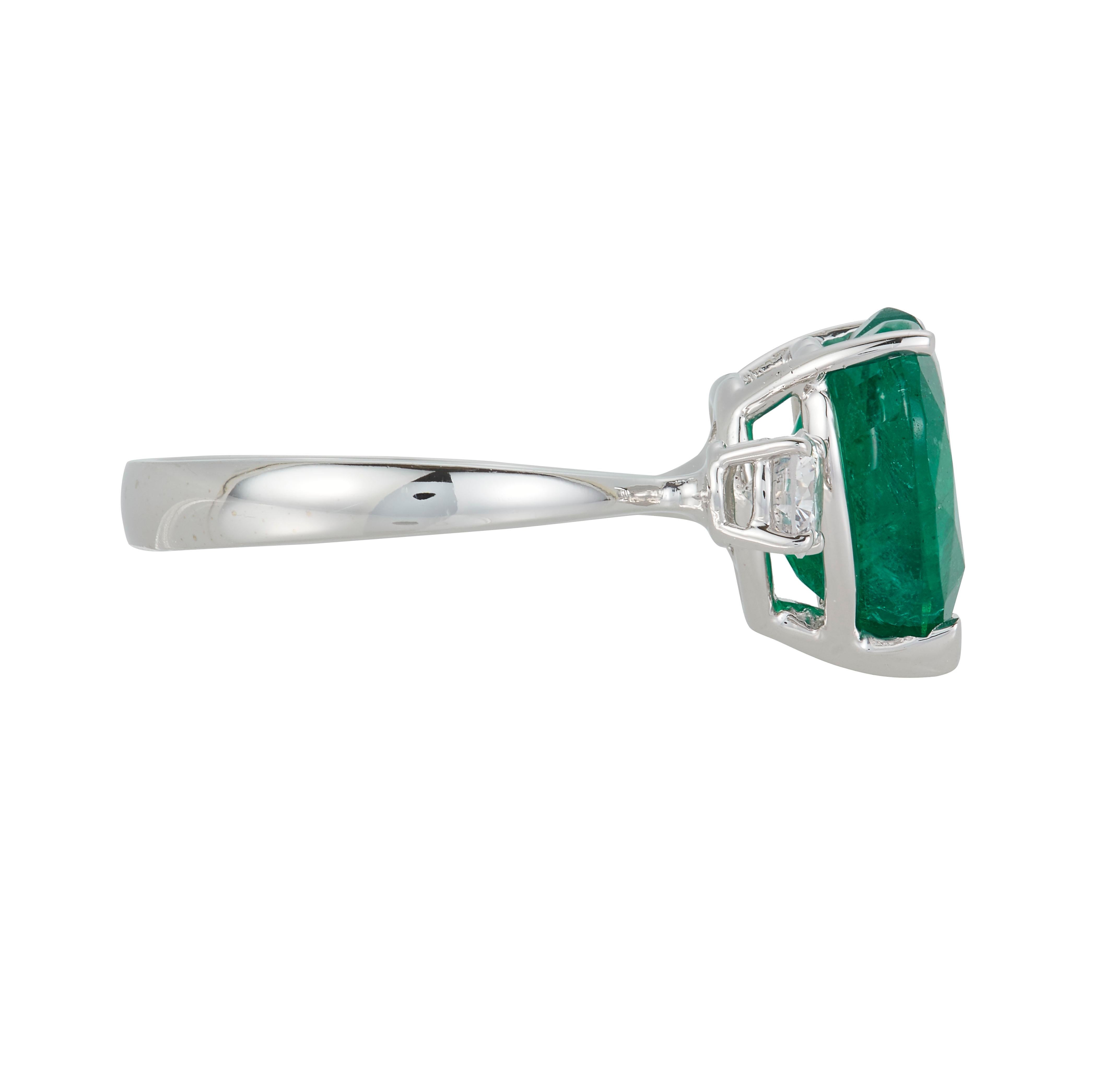 14K White Gold
1 Heart Shaped Emerald at 3.84 Carats- Measuring 11.4 x 11.1 mm
1 Brilliant Round White Diamond at 0.25 Carats - Color: H-I /Clarity: SI

Alberto offers complimentary sizing on all rings.

Fine one-of-a-kind craftsmanship meets