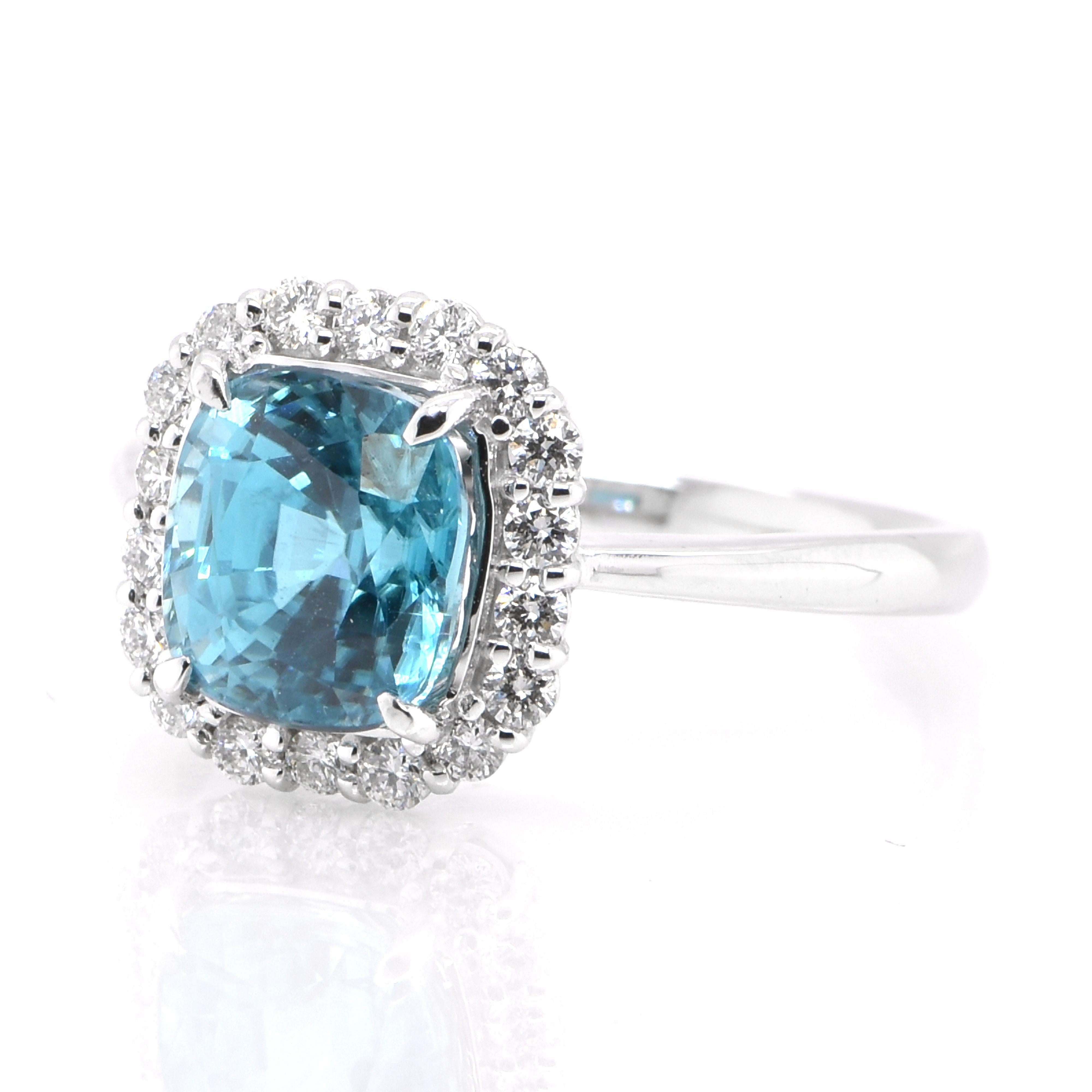A stunning ring featuring a 3.84 Carat Natural Cambodian Blue Zircon and 0.32 Carats of Diamond Accents set in Platinum. The ring is made in Japan. Ring size and stamping detailed below. Contact Us for more information.   

Ring Size: 13 (Japan), 6