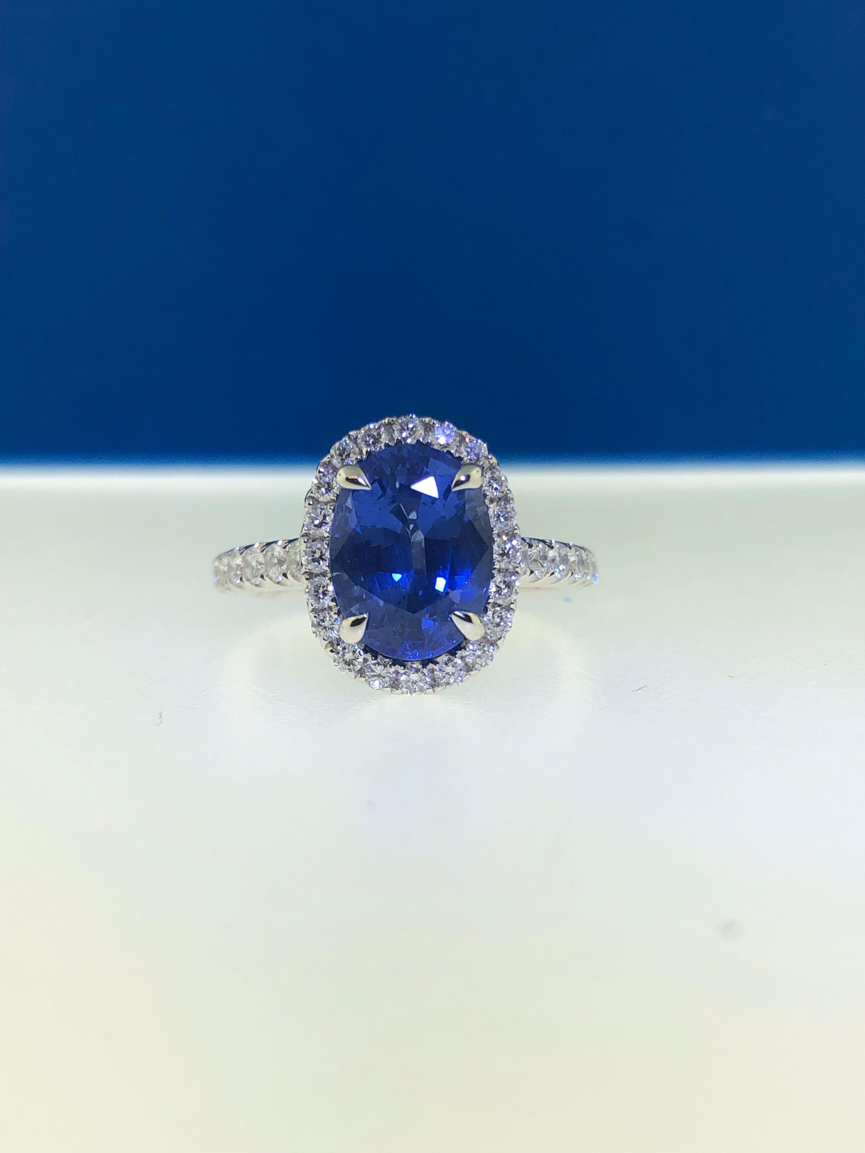 3.84 Carat Oval Sapphire and Diamond Cocktail Ring 1
