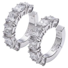 3,84 Karat Prinzessinnenschliff Diamant Helix Ohrringe 14k Weißgold