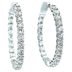 Diamond "Inside-Out" Hoop Earrings in White Gold, 3.84 Carats Total