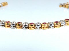 3.84 Carat Natural Ruby Diamonds Tennis Bracelet Alternating Two-Toned