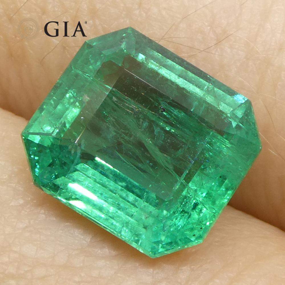 3.84ct Oktagon/Smaragdschliff Grüner Smaragd GIA zertifiziert Sambia (F2) im Angebot 7