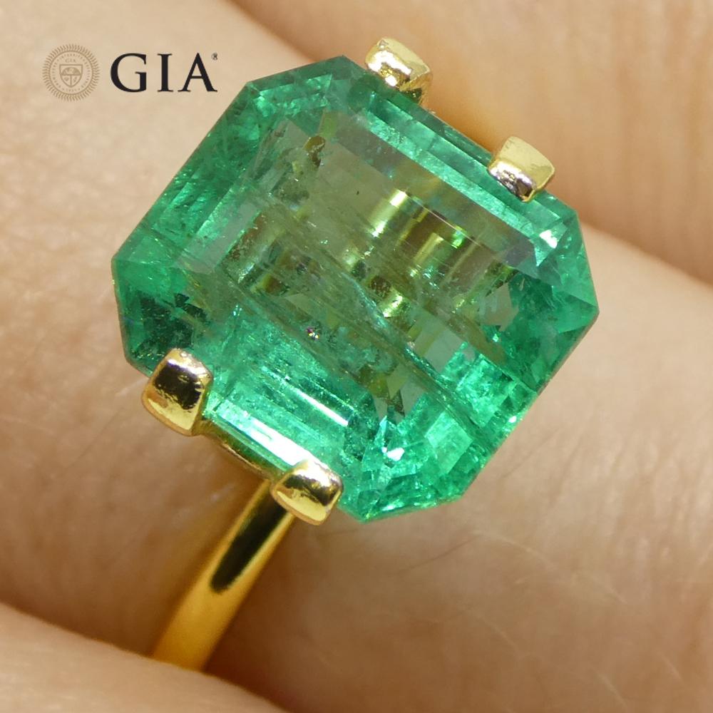 3.84ct Oktagon/Smaragdschliff Grüner Smaragd GIA zertifiziert Sambia (F2) im Angebot 9