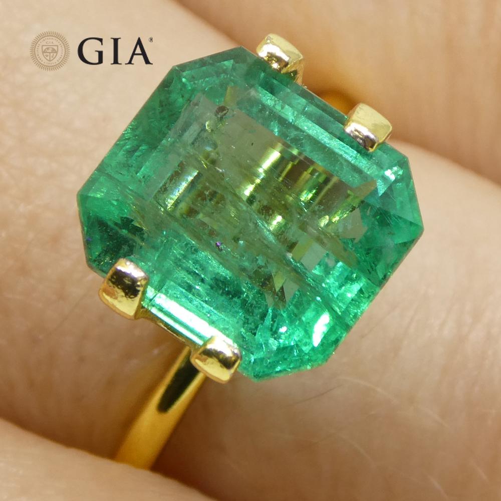 3.84ct Oktagon/Smaragdschliff Grüner Smaragd GIA zertifiziert Sambia (F2) im Zustand „Neu“ im Angebot in Toronto, Ontario