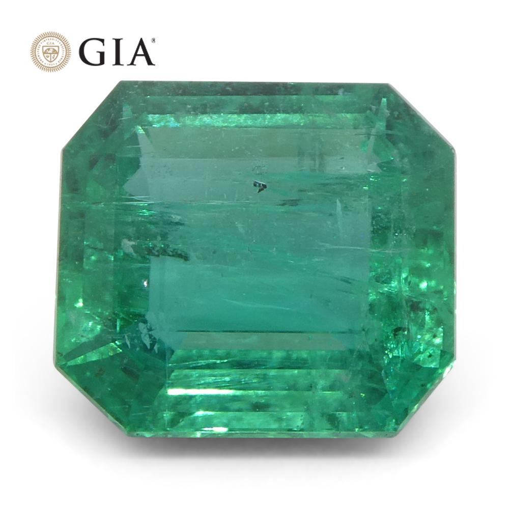 3.84ct Oktagon/Smaragdschliff Grüner Smaragd GIA zertifiziert Sambia (F2) für Damen oder Herren im Angebot