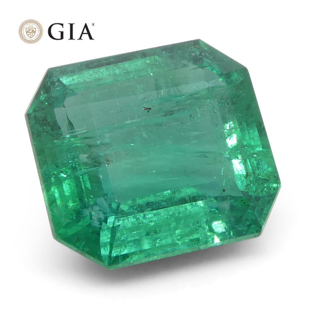 3.84ct Oktagon/Smaragdschliff Grüner Smaragd GIA zertifiziert Sambia (F2) im Angebot 1