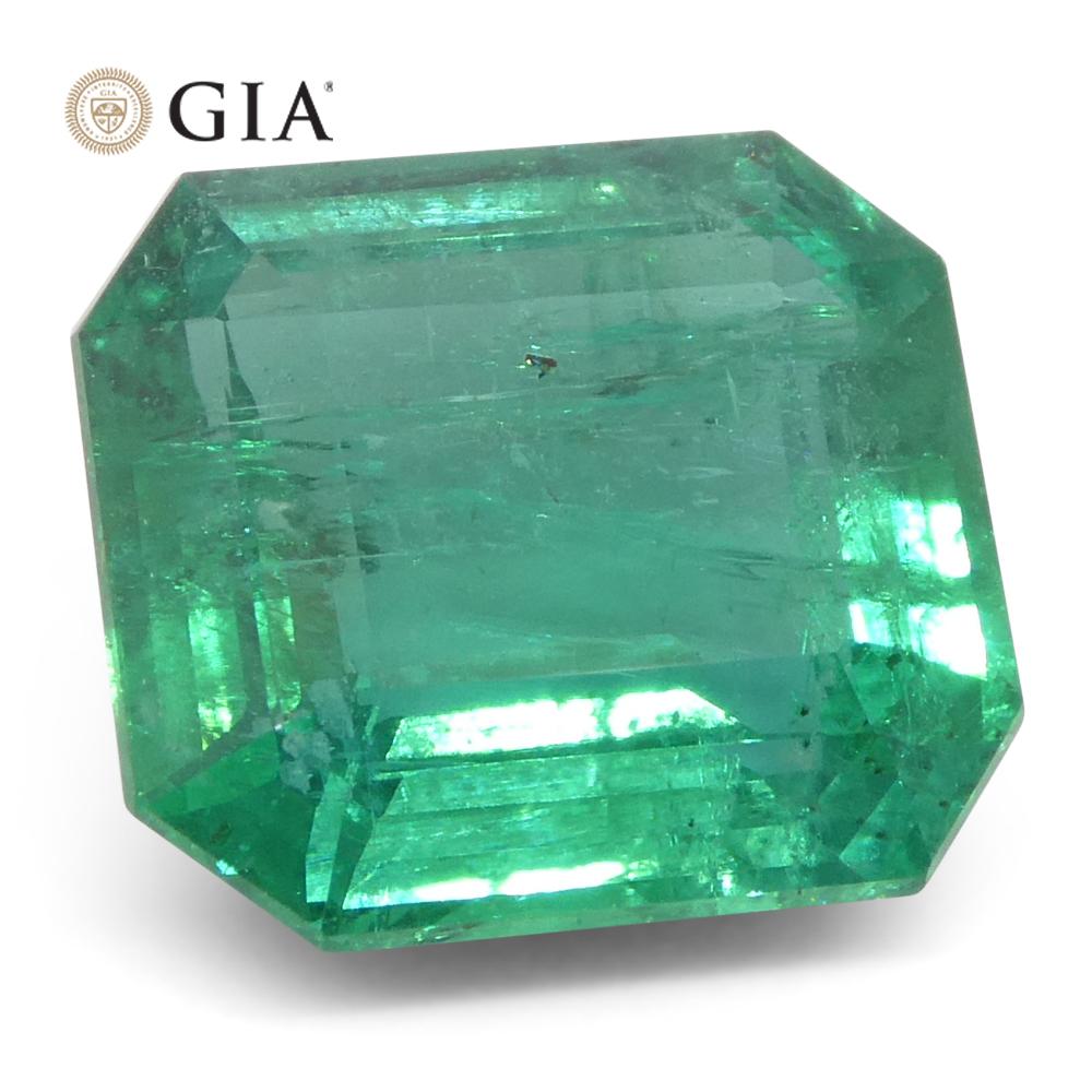 3.84ct Oktagon/Smaragdschliff Grüner Smaragd GIA zertifiziert Sambia (F2) im Angebot 2