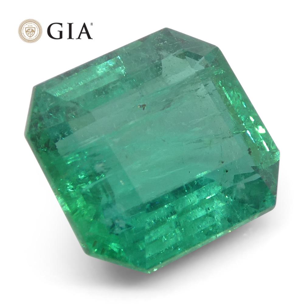3.84ct Oktagon/Smaragdschliff Grüner Smaragd GIA zertifiziert Sambia (F2) im Angebot 3