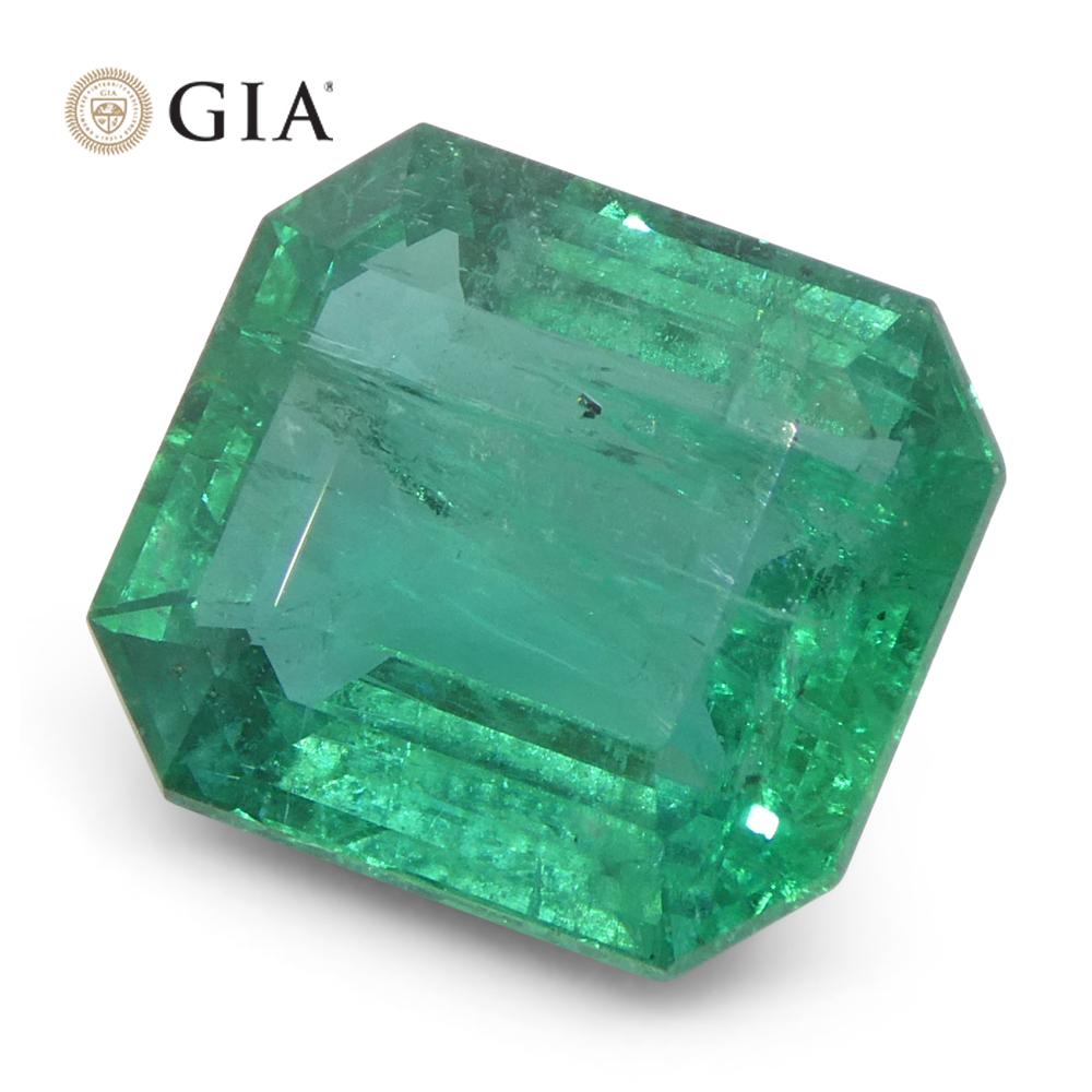 3.84ct Oktagon/Smaragdschliff Grüner Smaragd GIA zertifiziert Sambia (F2) im Angebot 5