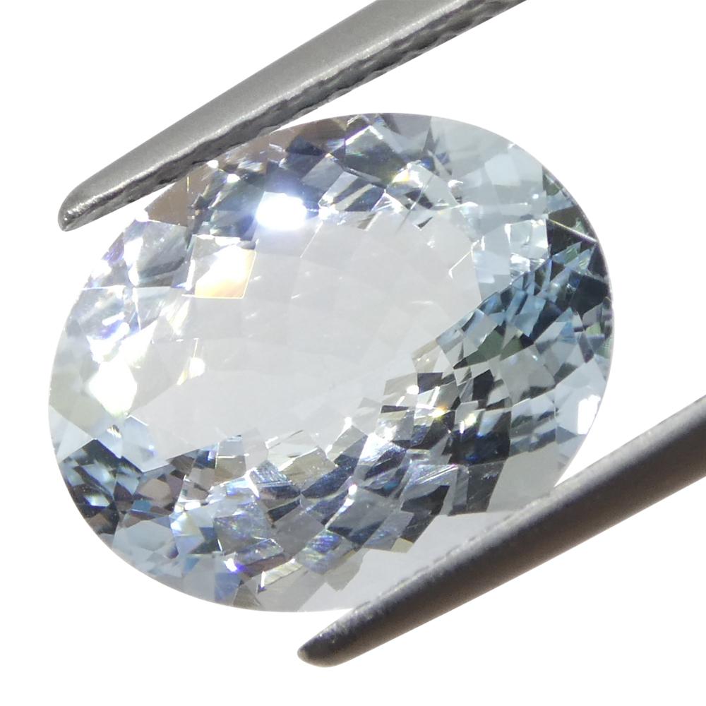 3.84 Karat ovaler blauer Aquamarin aus Brasilien, unerhitzt im Angebot 5