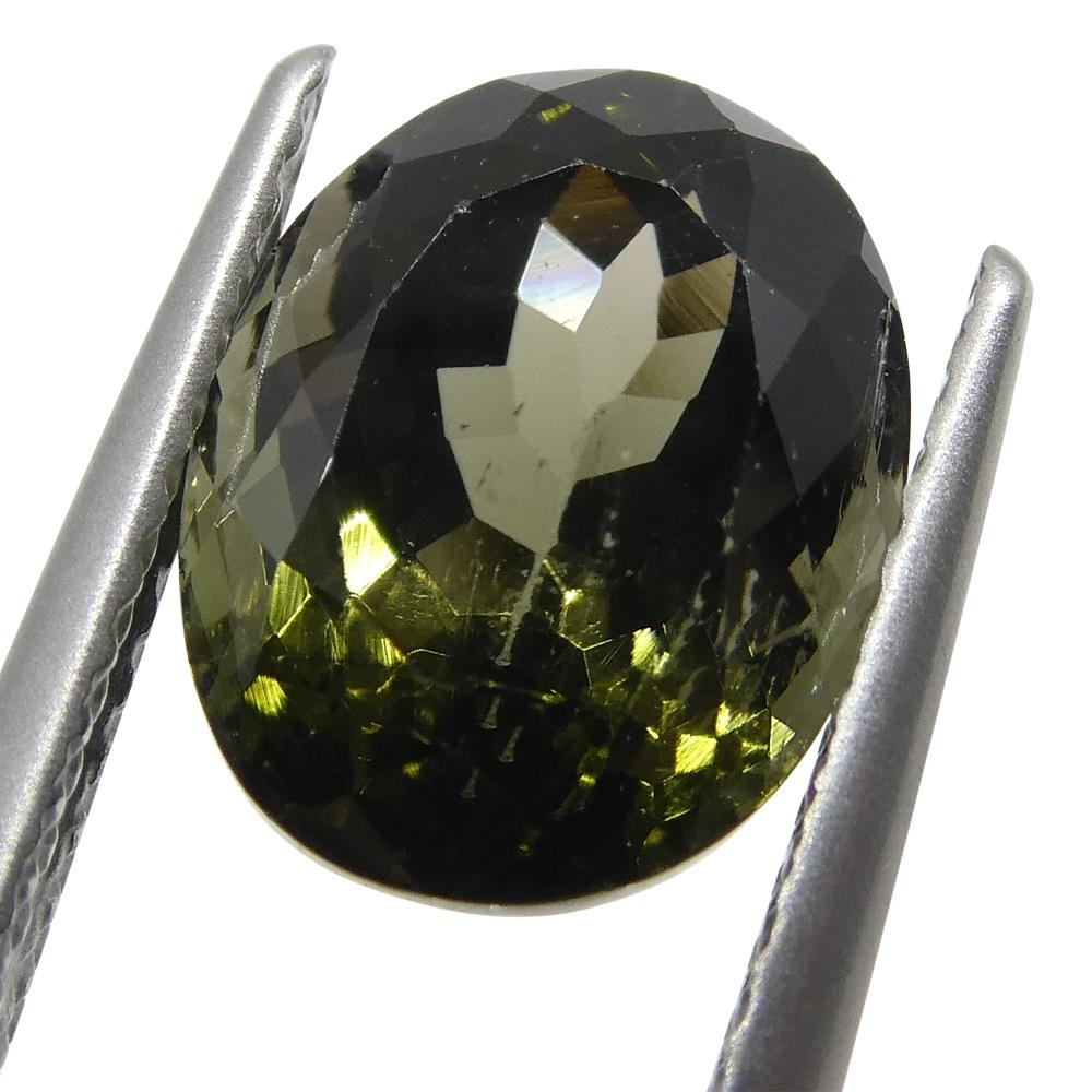 Brilliant Cut 3.84ct Oval Olive Green Tourmaline For Sale