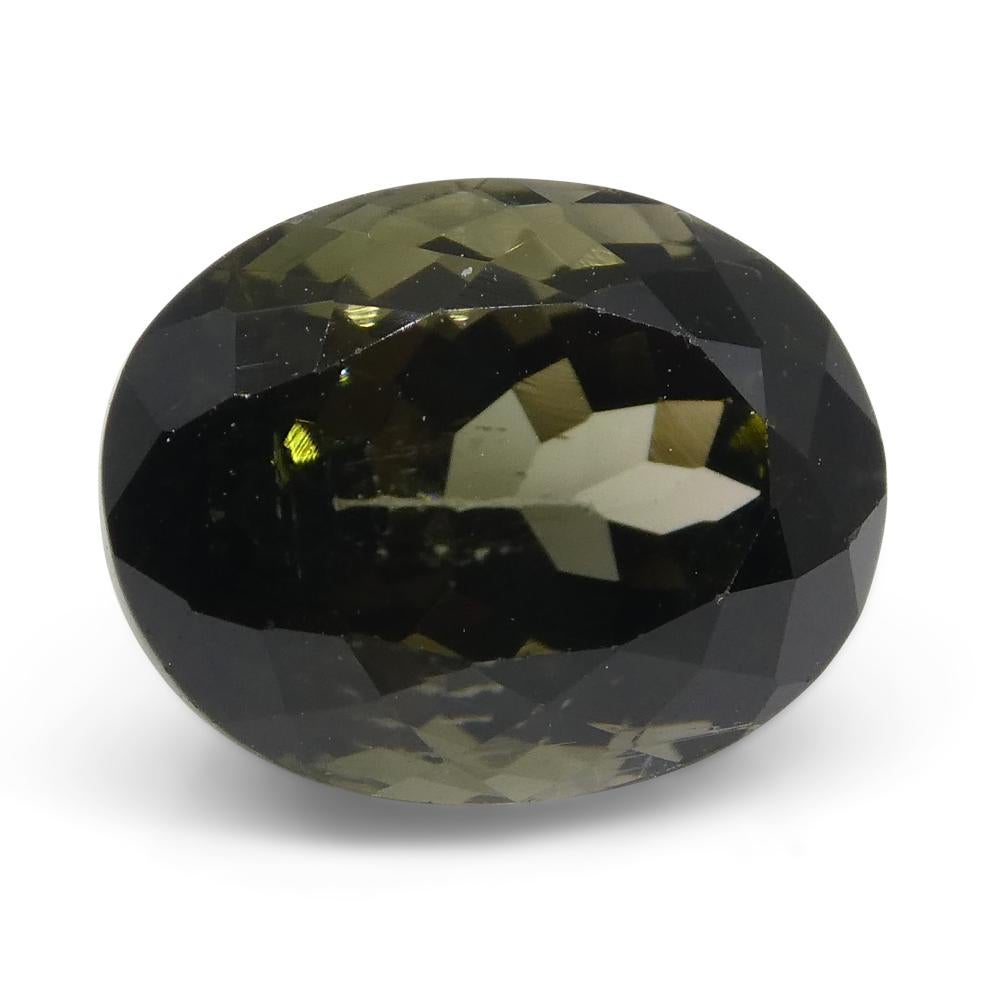 3.84ct Oval Olive Green Tourmaline In New Condition For Sale In Toronto, Ontario