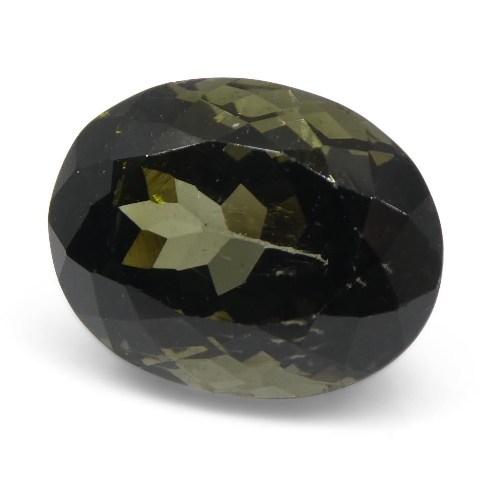 3.84ct Oval Olive Green Tourmaline For Sale 3