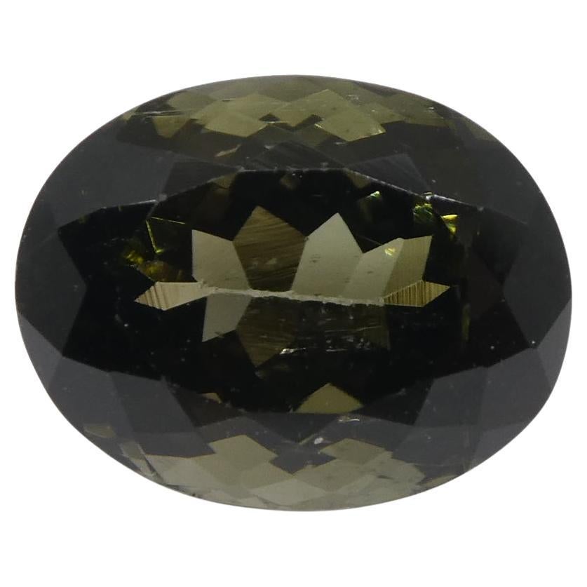 3.84ct Oval Olive Green Tourmaline For Sale