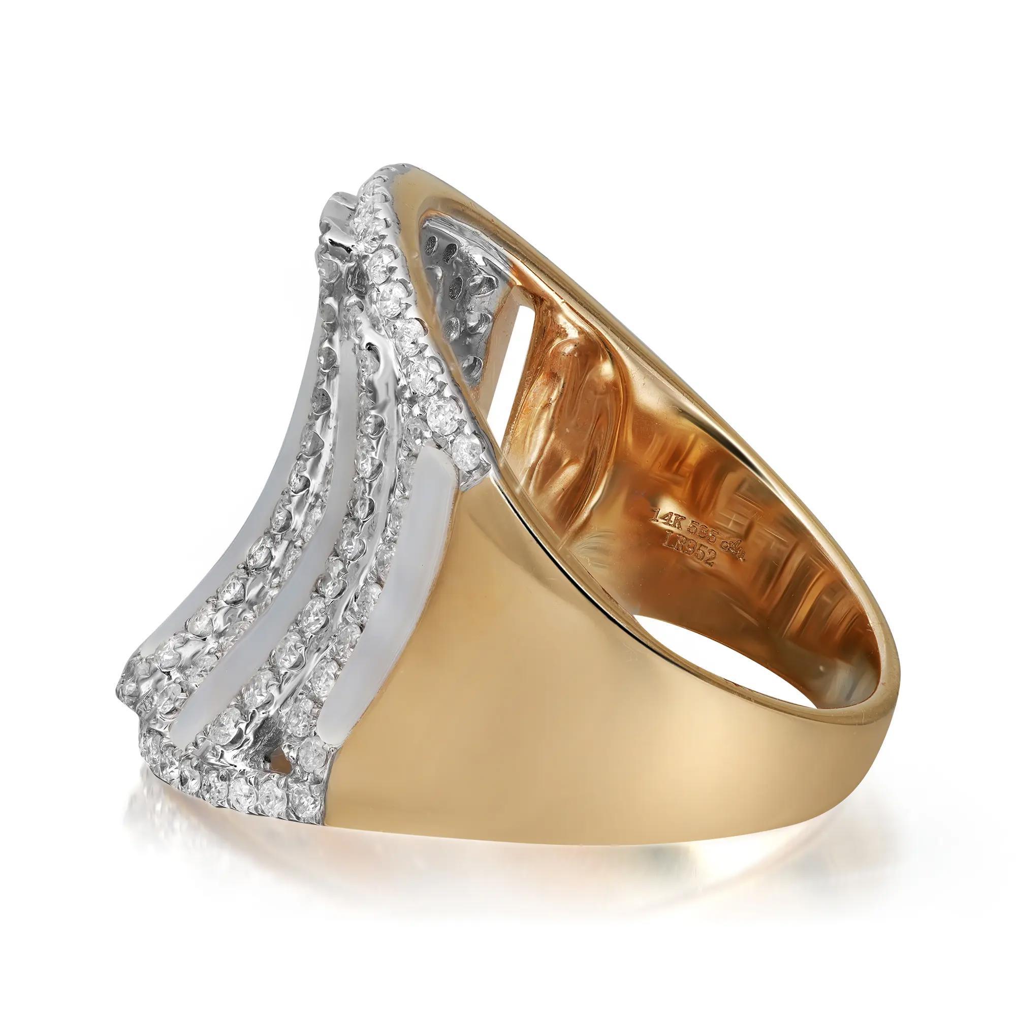 Bague cocktail en or jaune 14 carats avec diamants ronds et pierre de lune arc-en-ciel de 3,84 carats Neuf - En vente à New York, NY