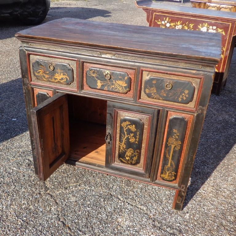 Wood 38.5″ Antique Qing Dynasty Paneled Chinese Cabinet For Sale