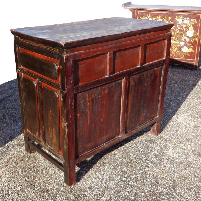 Wood 38.5″ Antique Qing Dynasty Paneled Chinese Cabinet For Sale