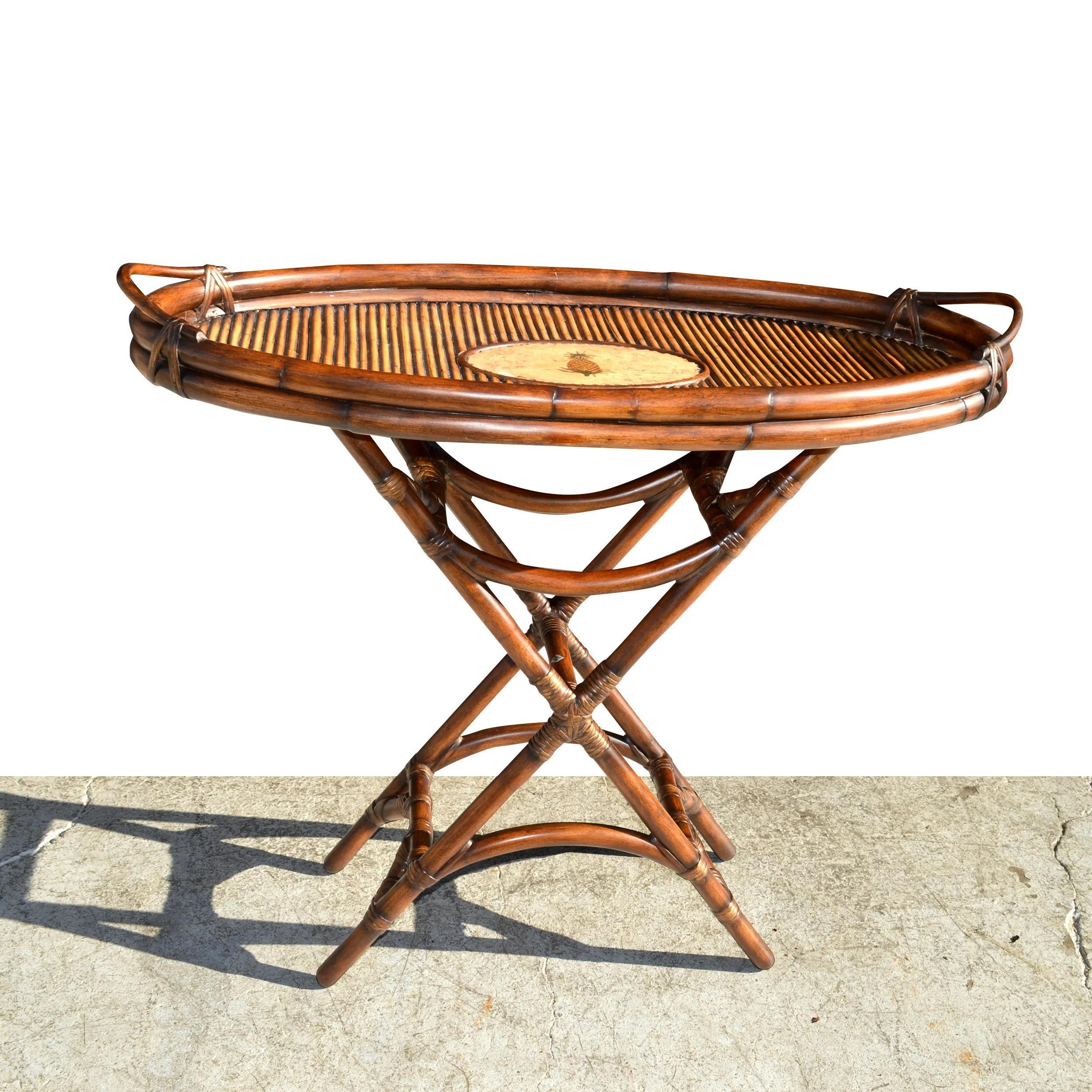 British Colonial Style Cane and Bamboo Tray Table 6