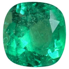 3.85 Carat Bright Yellowish Green Colombian Emerald - Muzo Cushion Cut May Gem
