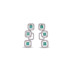 3.85 Carat Clear Zambian Emerald & Diamond Classic Earring in 18K gold