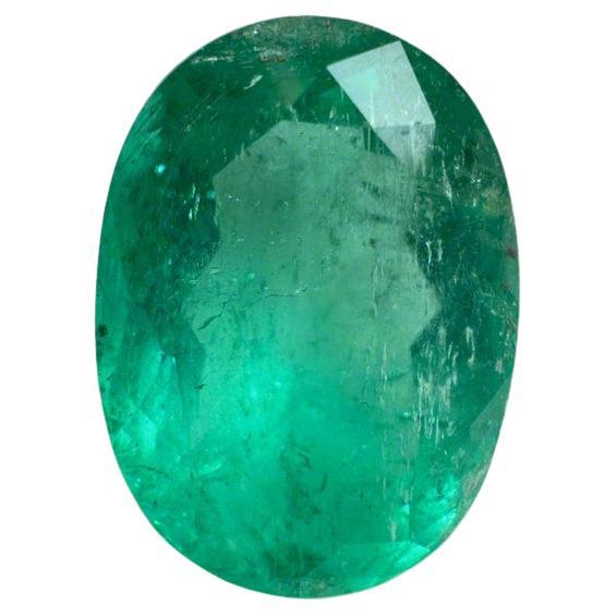 3.85 Carat Deep Bluish Green Colombian Emerald Oval - May Birthstone Gem